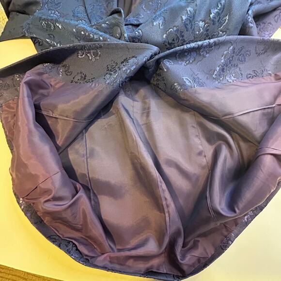 Hugo Buscati blue jacquard long 3 button lined blazer size 14 - Picture 10 of 13